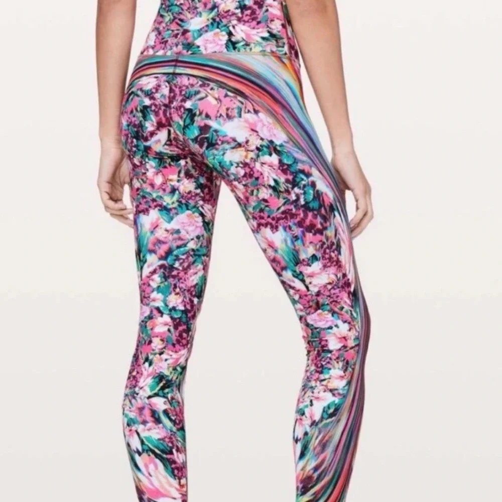 Lululemon Spectrum Wunder Under Hi-Rise Leggings Tights Nulux Rainbow Floral 2*